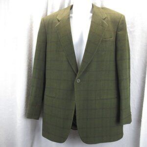 VTG Giorgio Armani Mens Classic Sport Coat One Button Plaid Green Wool 42R ITALY
